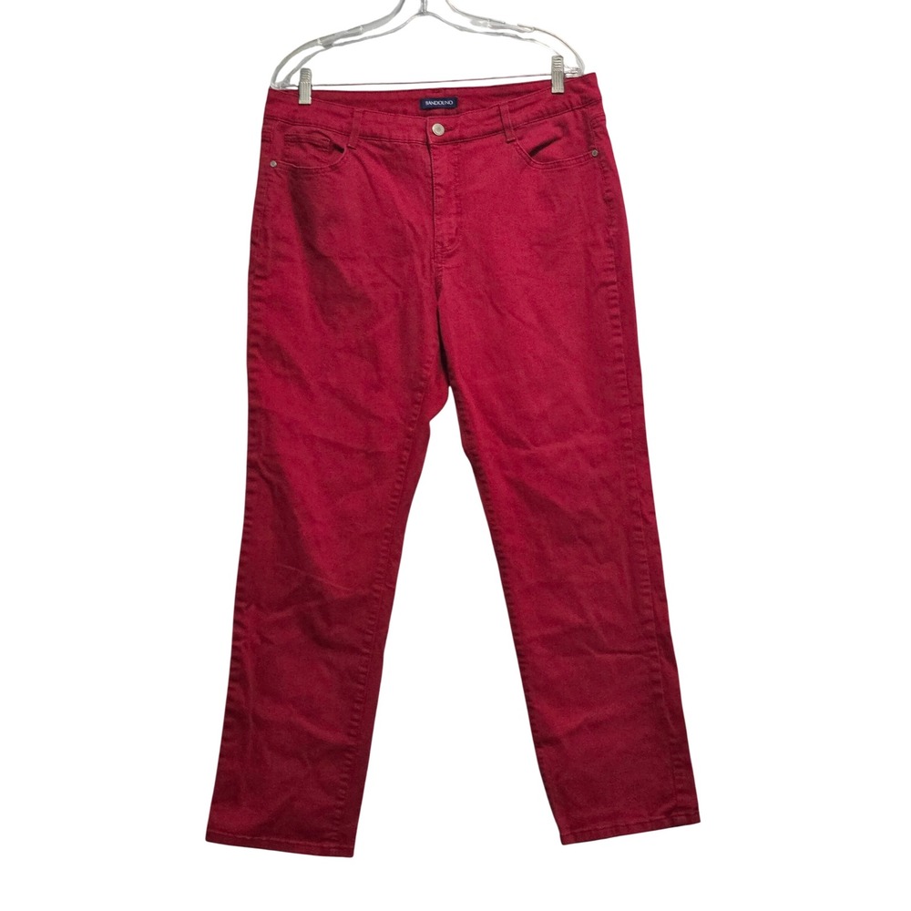 Bandolino Mandie Straight Leg Pants Womens 16 Red Mid Rise 5 Pocket Casual